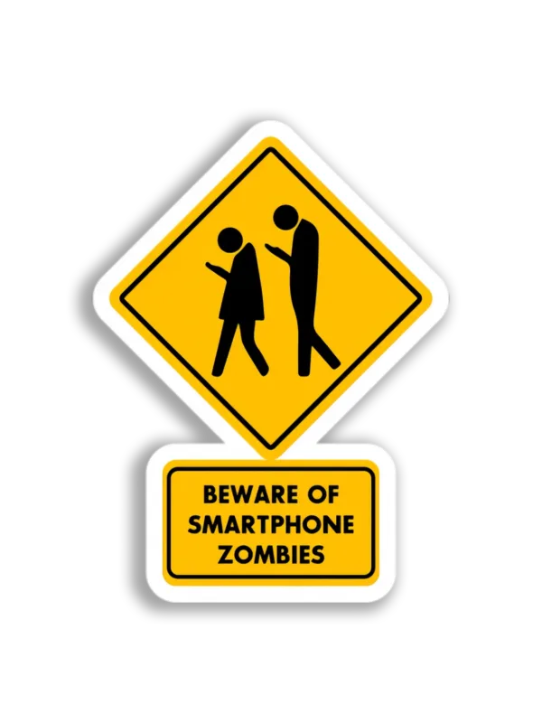 Smartphone Zombie Warning Sticker