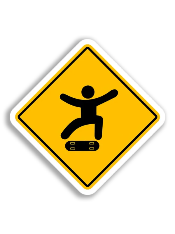 Skateboard Warning Sign Sticker