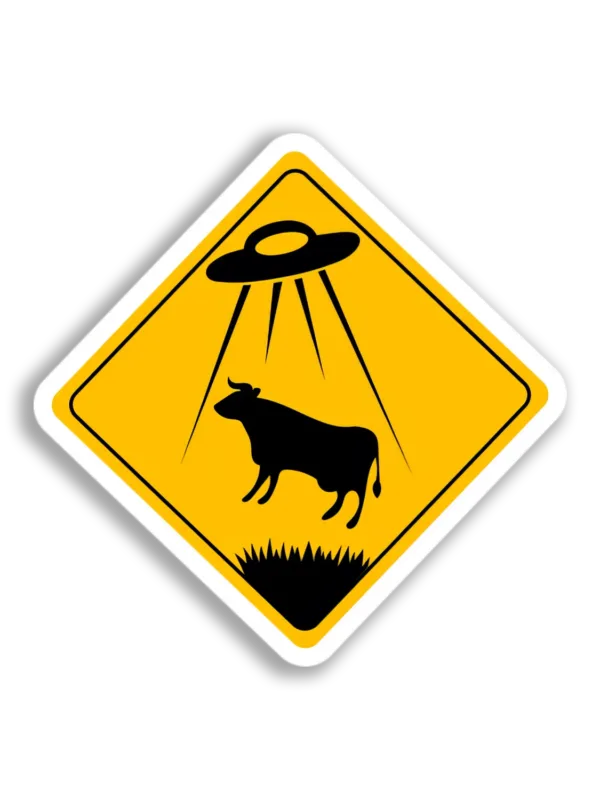 UFO Abducting Cow Sticker