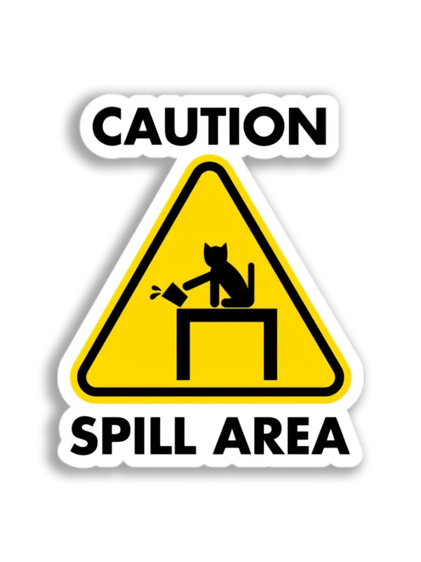 Caution Cat Spill Area Sticker