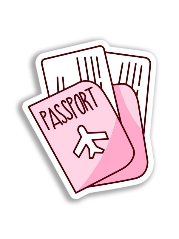 Pink Passport & Tickets Sticker