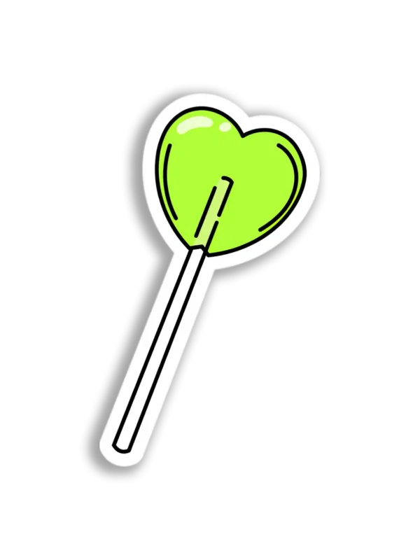 Lime Heart Lollipop Sticker