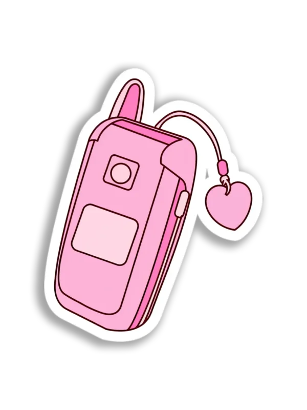 Pink Cell Phone Charm Sticker