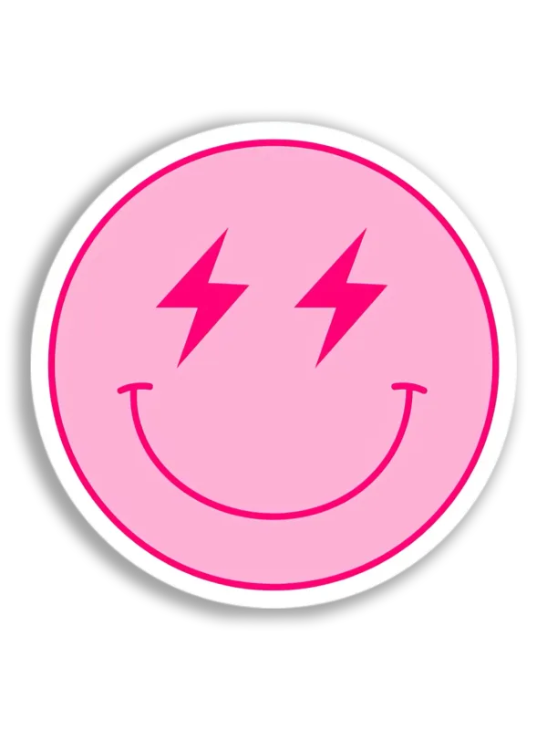 Pink Lightning Smiley Sticker