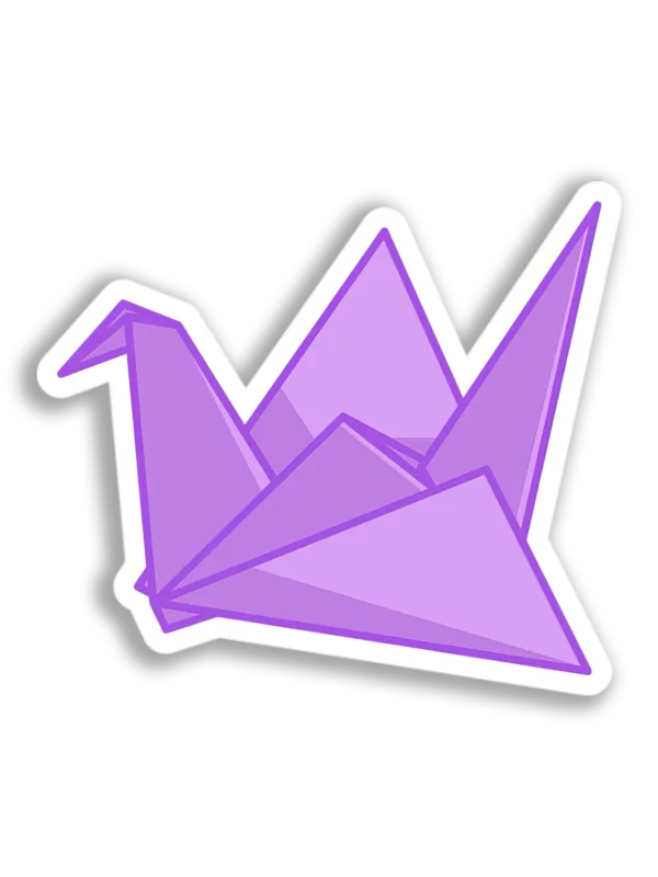 Purple Origami Crane Sticker