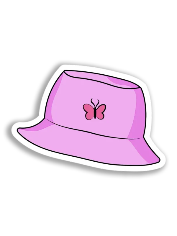 Pink Butterfly Bucket Hat Sticker
