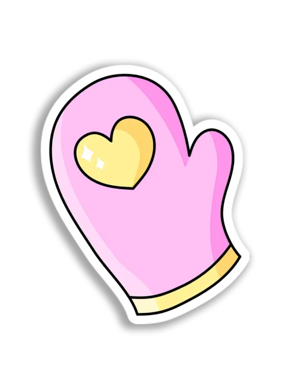 Pink Heart Oven Mitt Sticker
