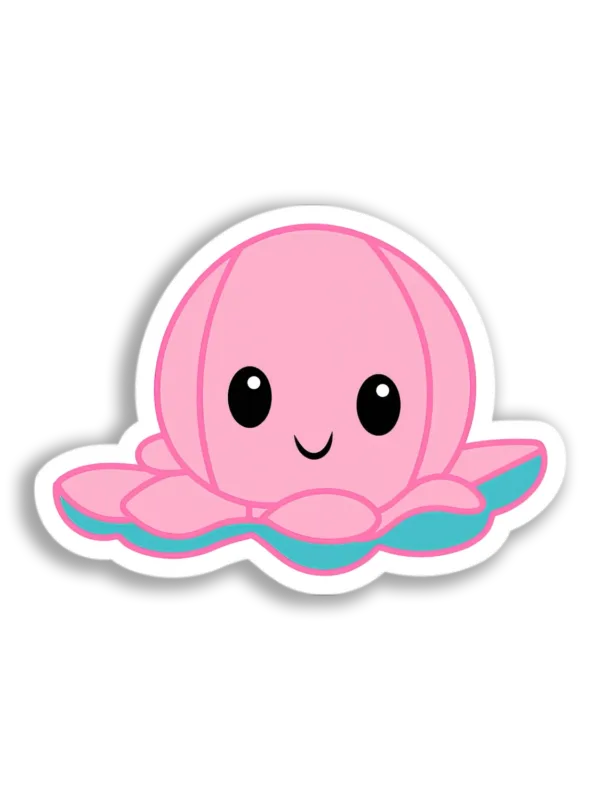 Pink Happy Octopus Sticker