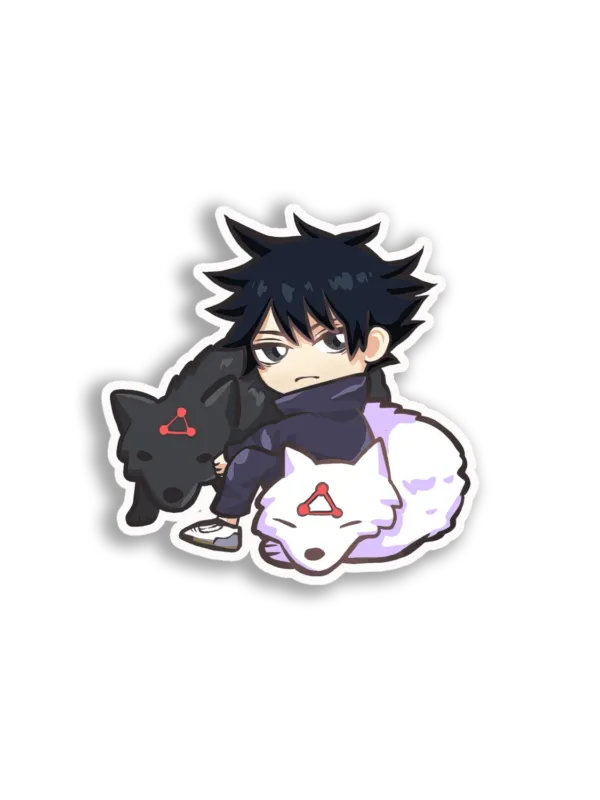 Boy with Two Wolves Sticker