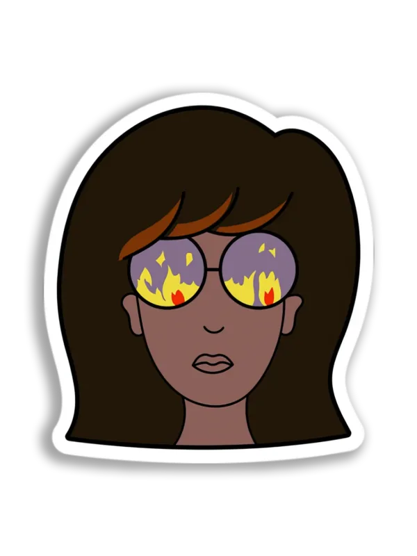 Fiery-Eyed Girl Portrait Sticker