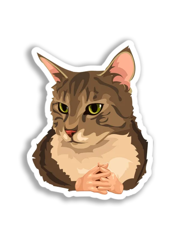 Smug Cat Hands Meme Sticker