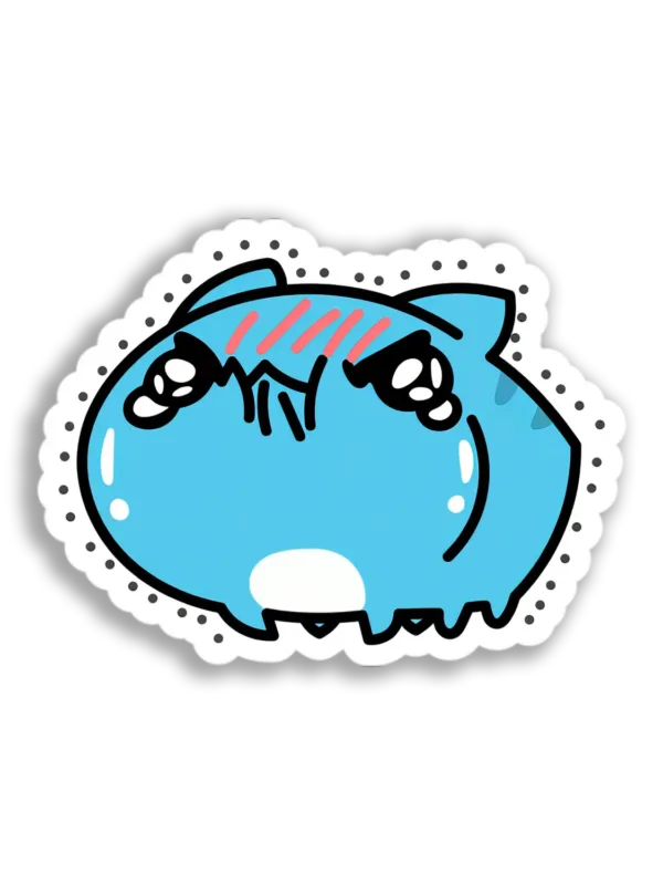 Angry Blue Cat Sticker