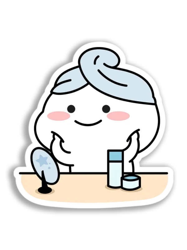 Cute Character Skincare Routine Sticker