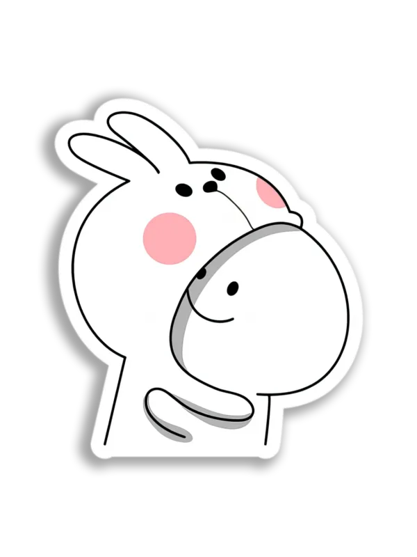 Bunny Hugging Friend Sticker