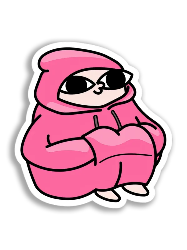 Pink Hooded Figure Sticker