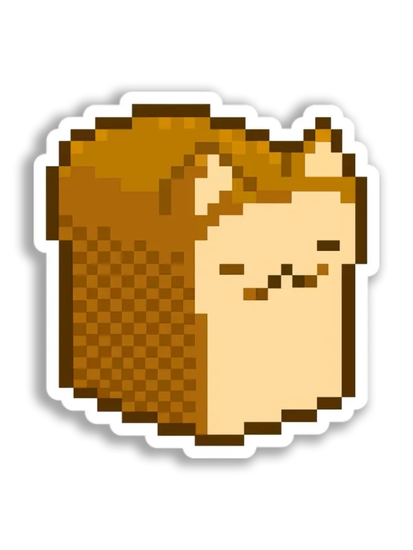 Pixel Cat Bread Loaf Sticker