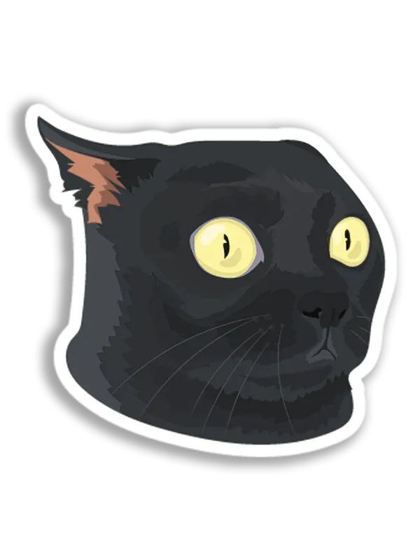 Surprised Black Cat Head Sticker