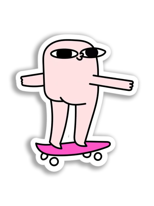 Pink Blob Skateboarding Sticker