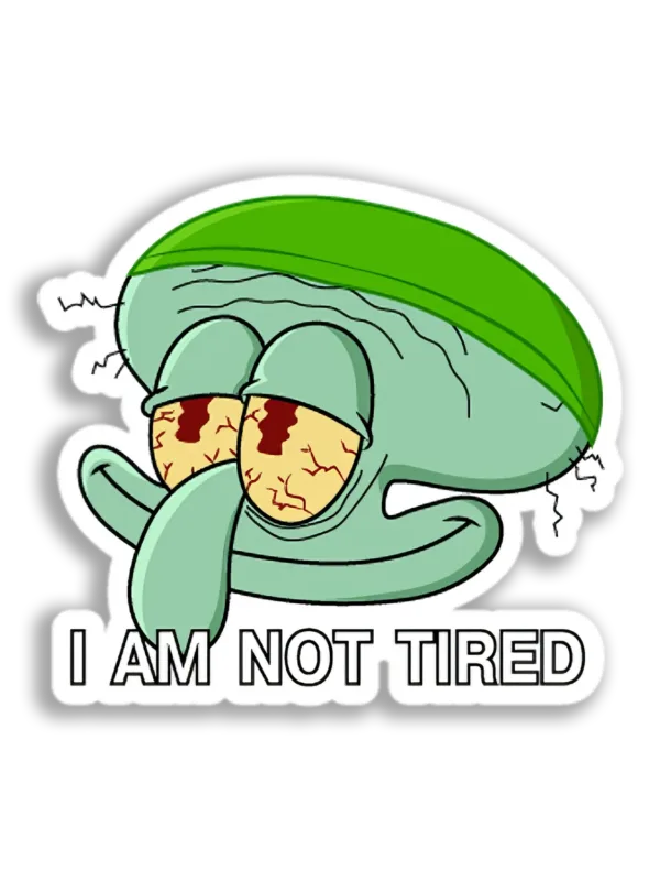 Tired Squidward Face Sticker