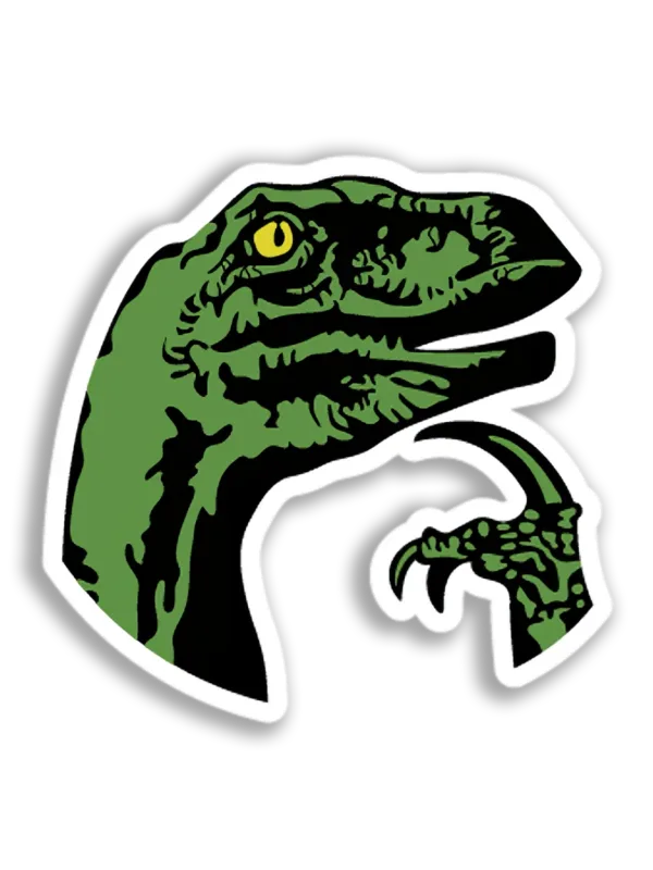 Thinking Raptor Head Sticker