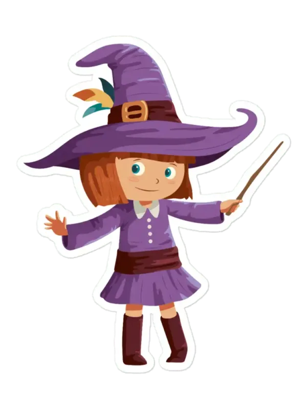 Girl Wearing Witch Costume Sticker