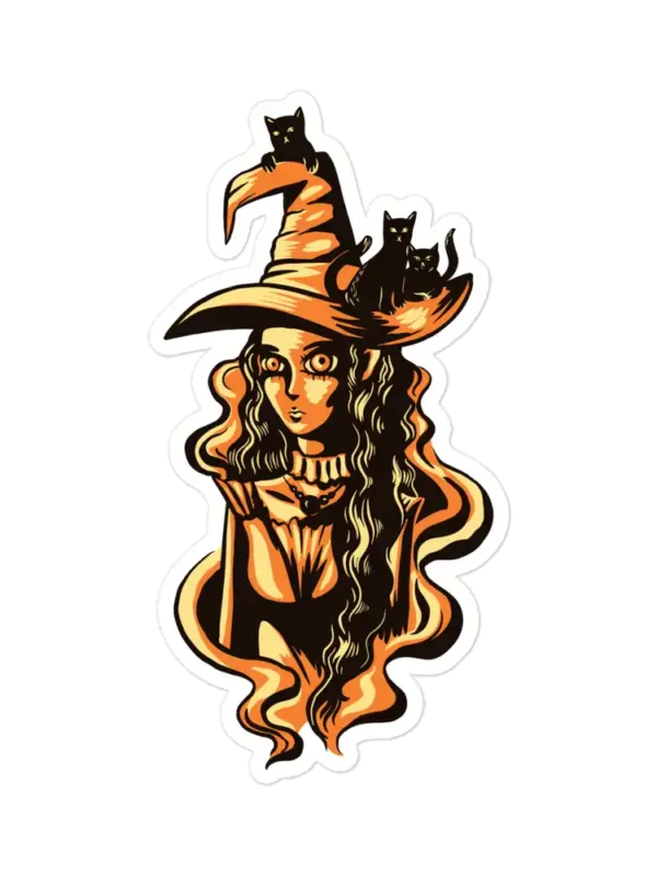 Witch and Cats Sticker