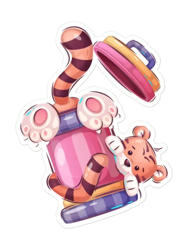 Tiger in Trash Can Sticker