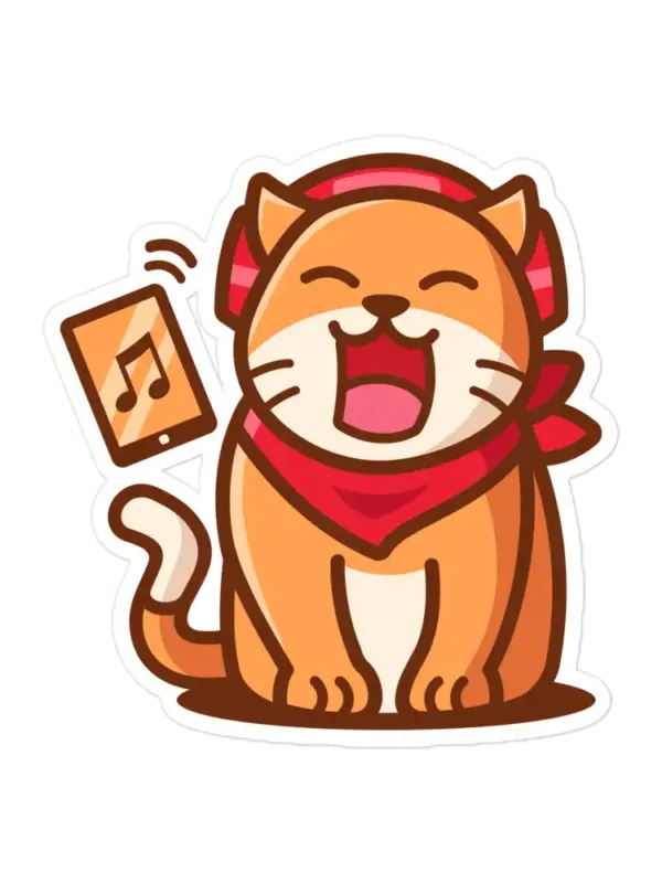 Cartoon Character Listeing to Music Sticker
