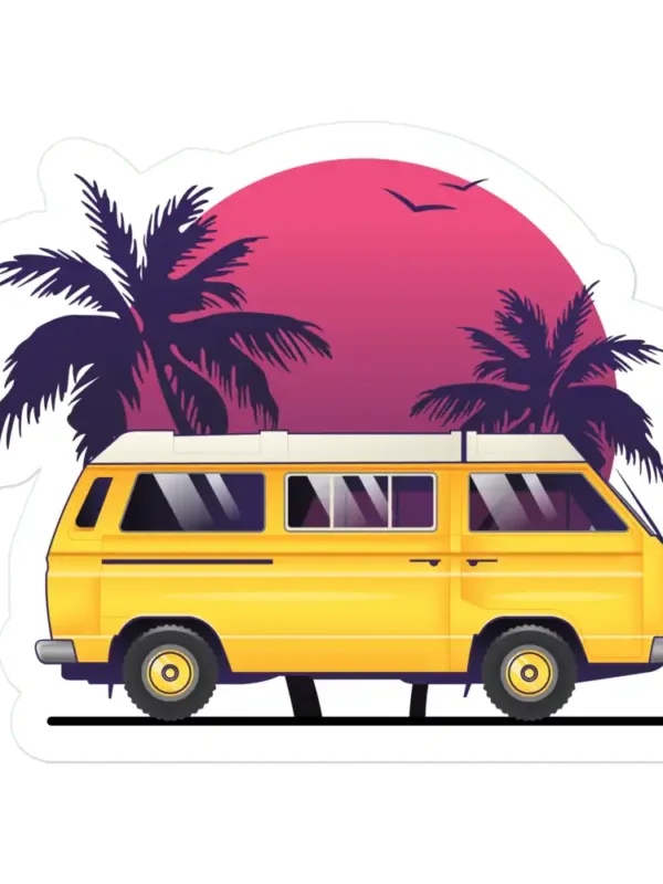 Colourful Bus Sticker Vaporwave Sticker